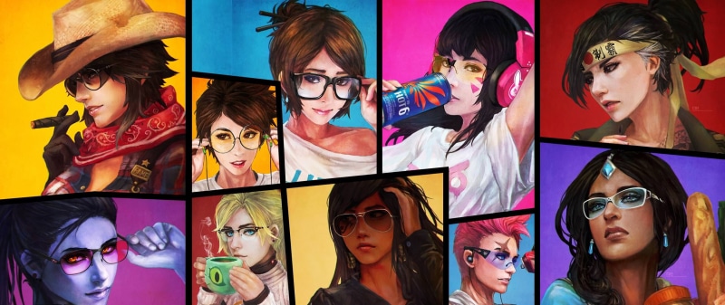Zarya (Overwatch), 2K, Widowmaker (Overwatch), Tracer (Overwatch), Mei-Ling Zhou, Overwatch, Mei (Overwatch), Pharah (Overwatch), Mercy (Overwatch), D