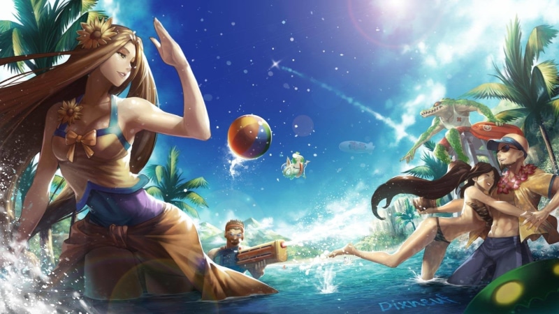 group of people, young adult, pool, water, outdoors, happiness, adult, lifestyles, 1080P, Graves (League Of Legends), night, swimming pool