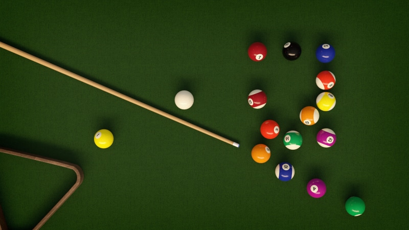 choice, color, putting, green color, sport, large group of objects, play, balls, billiard balls, company, photograph, indoors, cloth, skill, directly above