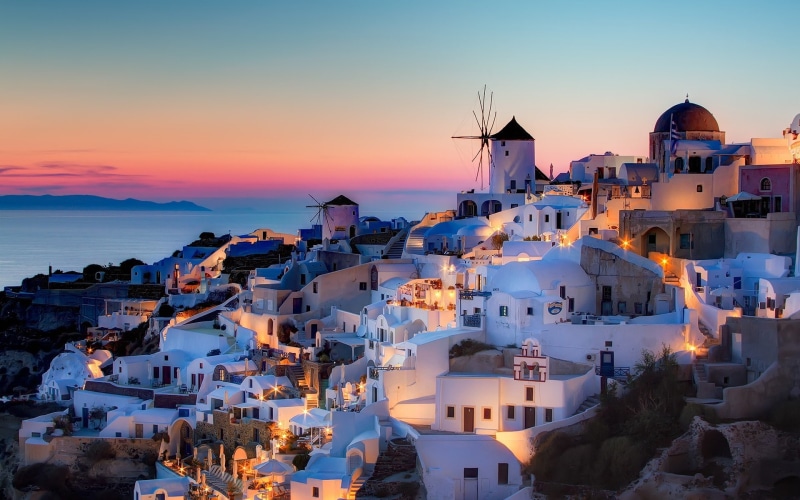 santorini, greece city, santorini landscape, santorini view, 1080P, night
