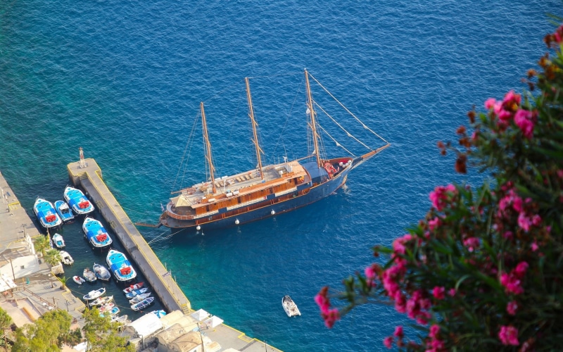 Sea, Aegean, Pier, Boat, 2K, Santorini, Oia, Yacht, Greece
