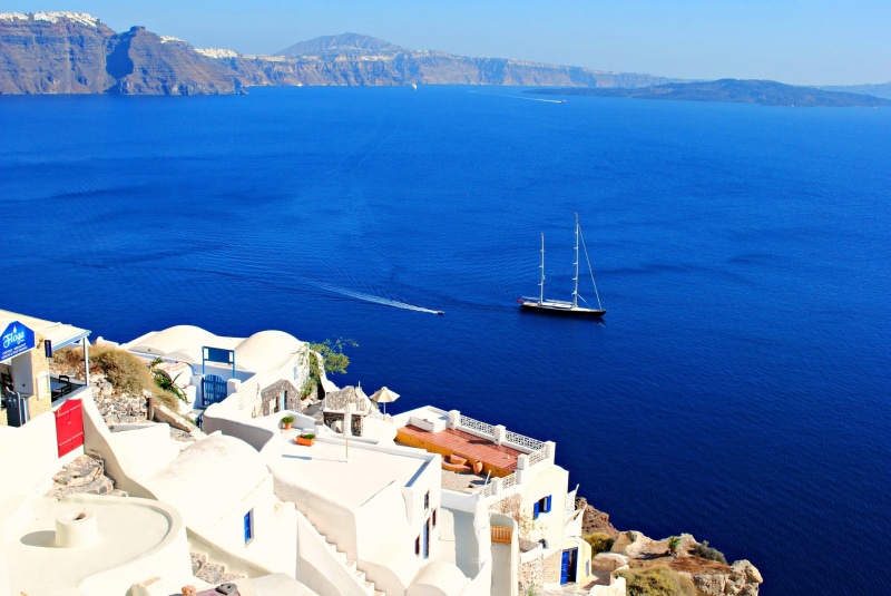 thira, vacation, mode of transportation, tourist, europe, caldera, santorini, mediterranean, daytime, city, young, church, island, oia, outdoors, boat