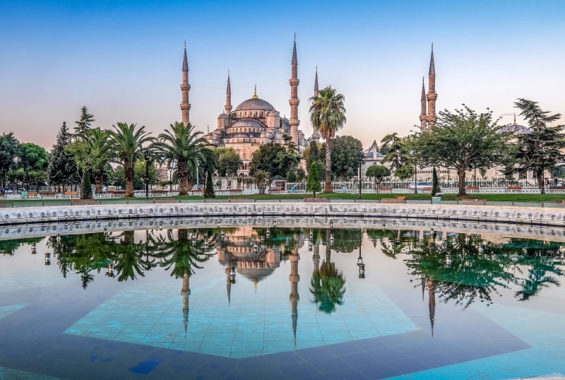 building Exterior, sky, history, travel, cultures, no people, religion, reflection, built Structure, place of Worship, travel Destinations, blue, turkey