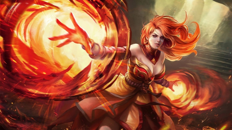 hd, definition, 2K, video, fantasy, lina, high, art, dota, girl, game, hero