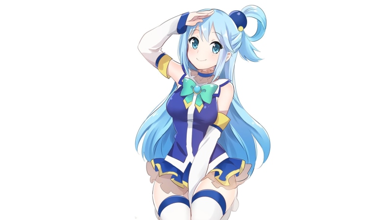 clothing, blue, hairstyle, cut out, 1080P, young women, Kono Subarashii Sekai ni Shukufuku wo!, Aqua (KonoSuba), women, indoors, studio shot, simple background