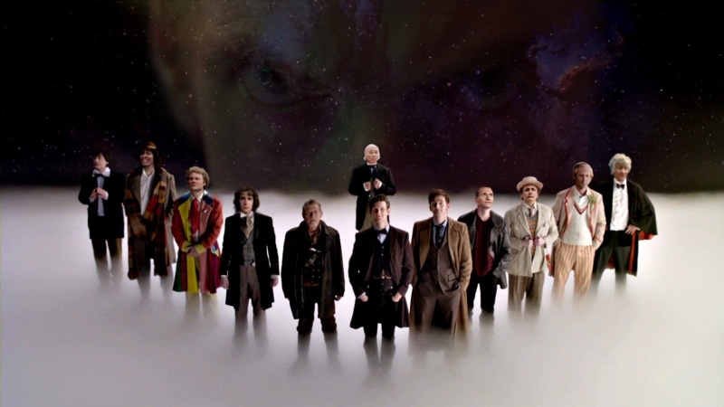 large group of people, young men, doctor, full length, mid adult, fi, adventure, Comedy, tardis, sci, drama, watching, mature adult, standing, mid adult men