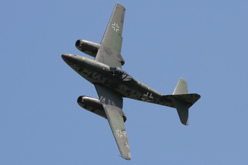 air force, no people, day, the sky, military, airplane, mode of transportation, air vehicle, clear sky, low angle view, on the move, Me.262, flying, jet