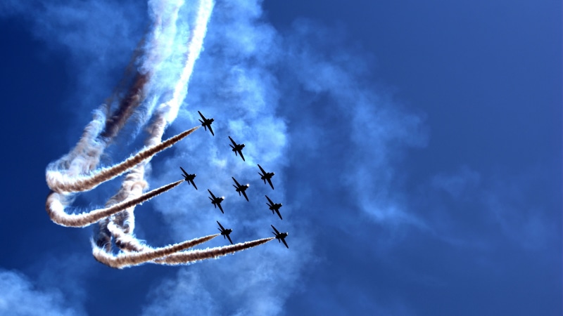 Sky, Smoke, Air, Show, Festival, Blue, 4K, Planes