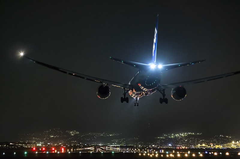 airplane, runway, aircraft, night, 1080P, airport, landing, Boeing