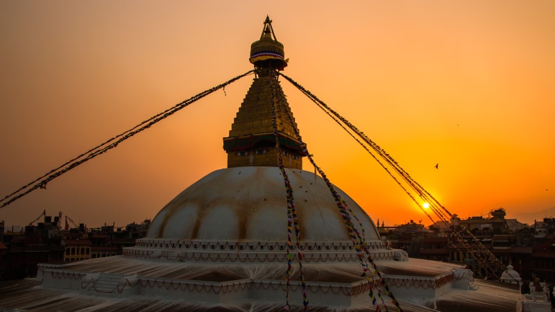no people, heritage, pagoda, ancient, place of worship, history, nature, building, stupa, asia, spiritual, landmark, tourism, nepal, spirituality, blue