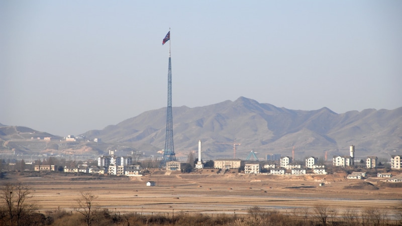 land, built structure, day, mountain range, DPRK, architecture, 1080P, flag, religion, beauty in nature, nature, building, mountain, North Korea, scenics - nature