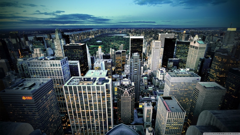 cloud - sky, tower, office building exterior, 2K, city, skyscraper, Manhattan, crowd, office, built structure, building exterior, high, lights, concrete