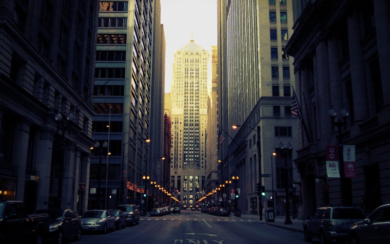 building, tall - high, motor vehicle, cityscape, front, financial district, architecture, buildings, city, road, city life, illuminated, office, office building exterior