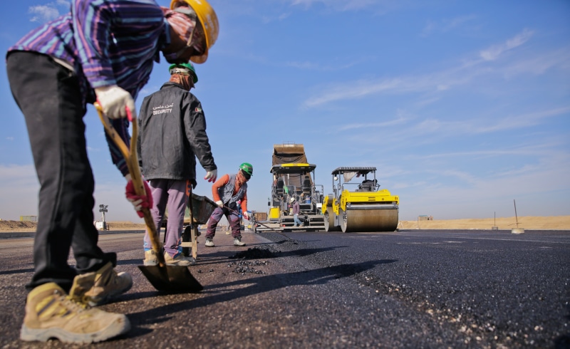 coworker, roadway, city, nature, men, 5K, work, mode of transportation, group of people, safety, adult, road, construction industry, surface level, outdoors