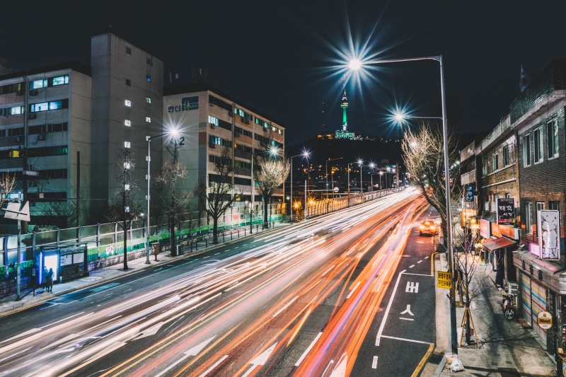 itaewon-dong, 672 itaewon-dong, traffic, vehicle, south korea, way, building exterior, town, transportation, metropolis, long exposure, built structure
