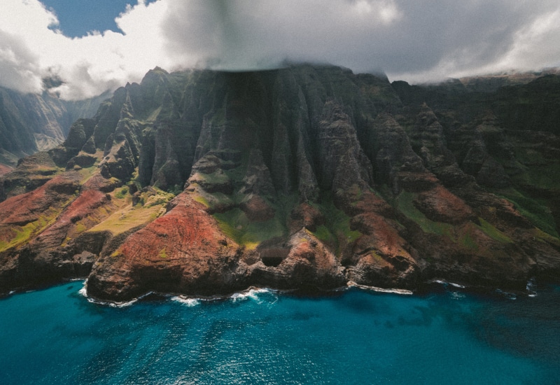 scenics - nature, scenics, rock formation, 4K, landscape, island, napali, tranquility, blue, body, cloudy, summer, non-urban scene, travel Destinations