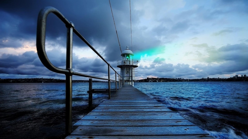 guidance, no people, jetty, tranquility, body, sky, built structure, beauty in nature, outdoors, lighthouse, pier, sunset, sea, blue, the way forward, wooden