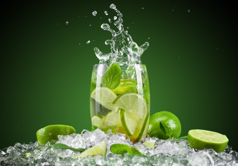 backgrounds, leaf, food And Drink, fruit, macro, glass, healthy Eating, studio Shot, 5K, citrus, refreshment, juice, Mojito, isolated, green, drinking Glass