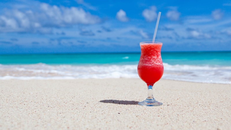 beach, 4K, long, stem, nature, food, sky, fruit, cocktails, tropical, food and drink, refreshment, cocktail, clear, land, drinking straw, water, sea, drink