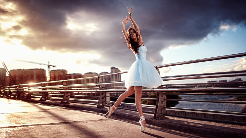 model, women, dancing, bridge - man made structure, human limb, bridge, sunlight, s, limb, outdoors, young adult, sky, 1080P, nature, Anastasiya Malakhova