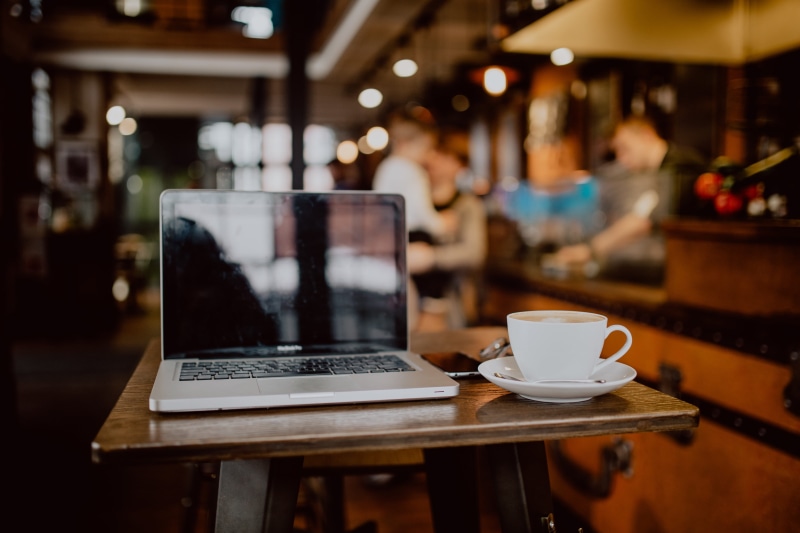 table, drink, business, communication, computer, tech, coffee - drink, cafe, latte, restaurant, saucer, crockery, cafe culture, hot drink, working, cappucino
