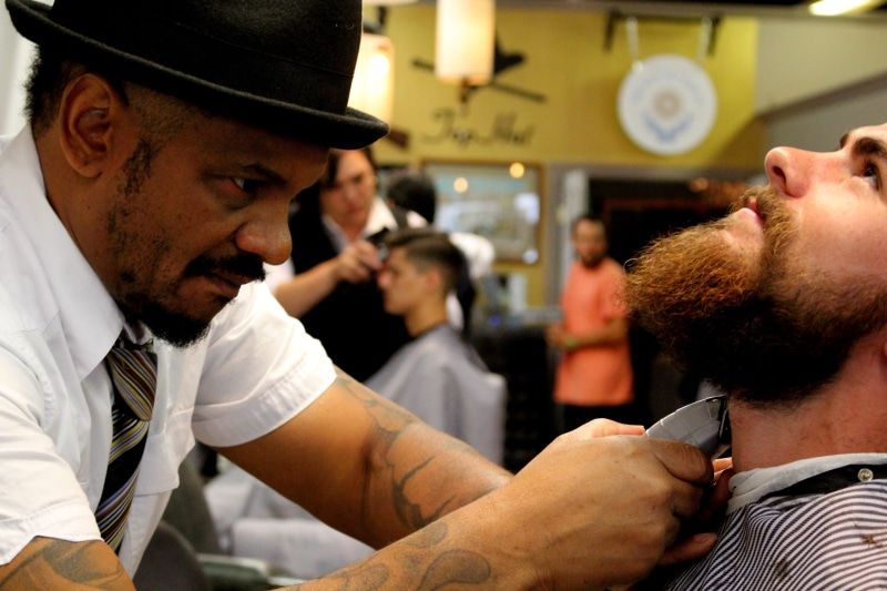 barber, clothing, gray, customer, moustache, using, male, professional, adults only, handsome, barbershop, stylist, young adult, adult, group of people