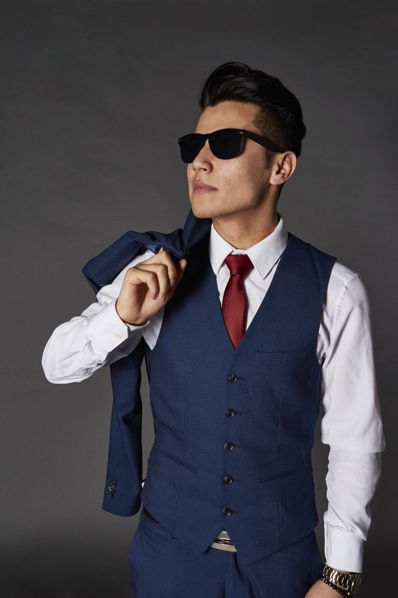people, manager, white, wear, happy, men, face, human, blue, luxury, contemporary, glasses, shirt, necktie, indoors, brown, friends, haircut, business