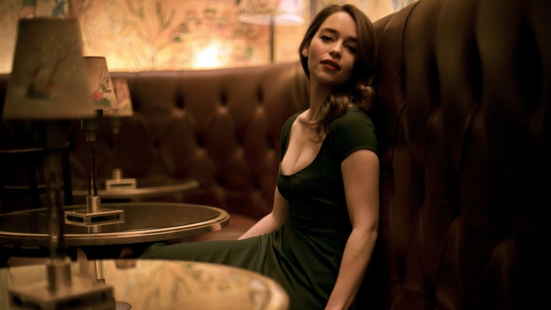formalwear, one person, green, beautiful woman, elegance, s, luxury, fashion, brown hair, young adult, women, dress, Emilia Clarke, looking at camera, beauty