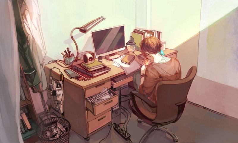 Bedroom, Computer, 1080P, Anime, Original, Boy, Desk