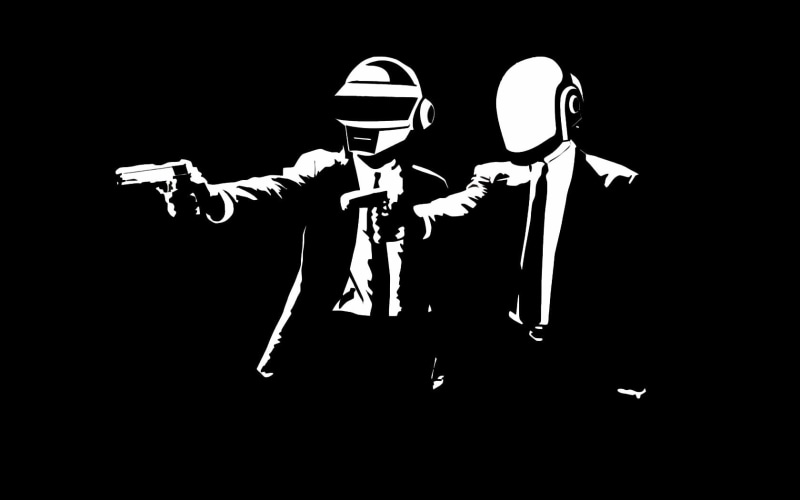 men, silhouette, people, bone, Daft Punk, 720P, holding, night, shadow, headwear, copy space, full length, music, standing, helmet, black background, cut out