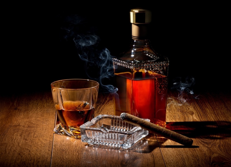 Drink, Glass, Cigar, Alcohol, 1080P, Whisky, Bottle, Food