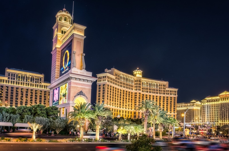 2K, caesars, buildings, Fountain, Casino, clock tower, canon5d, Neon, Strip, building exterior, caesarspalace, Vegas, motion, tree, sky, Night, Hotel