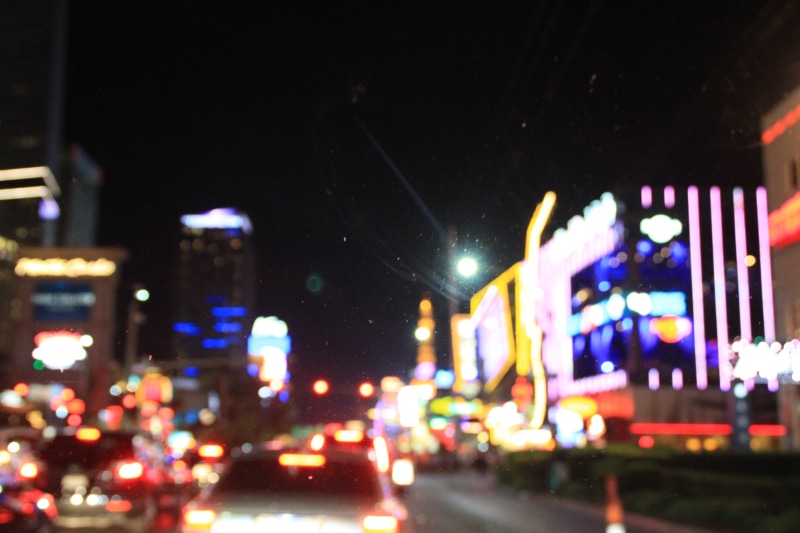 architecture, lights, land vehicle, night, city, mode of transportation, nightlife, night scene, traffic, city life, no people, downtown las vegas, neon lights