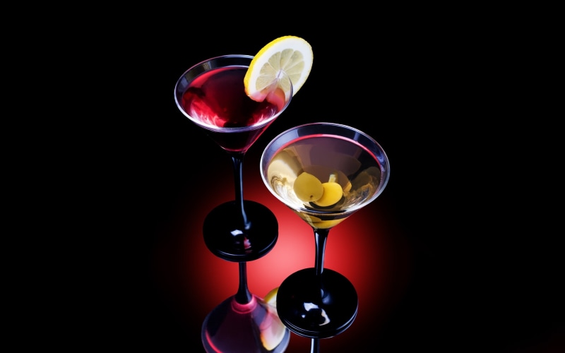 cocktail, indoors, freshness, martini glass, still life, food, refreshment, alcohol, no people, cocktails, studio shot, glass, red wine, fruit, food and drink