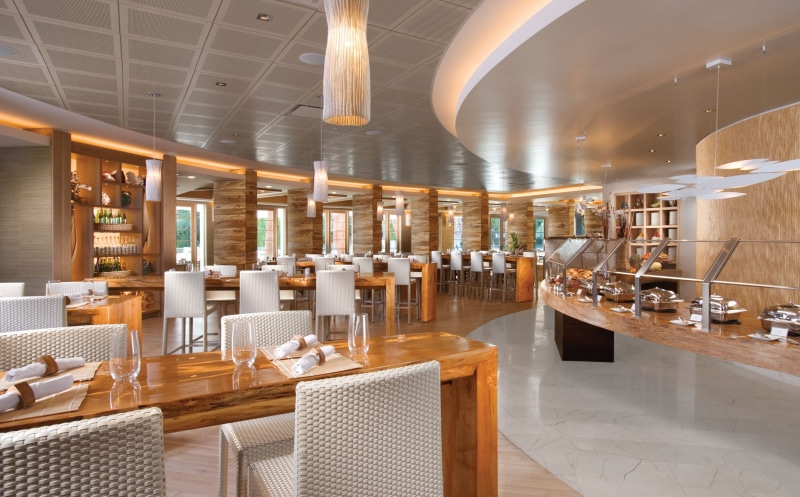 restaurant, ceiling, architecture, tables, table, absence, chair, stand, lamp, business, style, chair., cafe, modern, bar - drink establishment, design