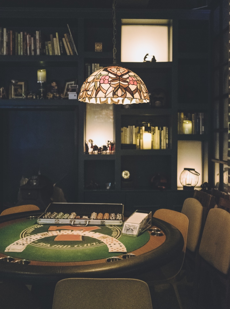 cabinet, chair, living room, architecture, pendant, game, 5K, table, lamp, lighting, interior design, seat, no people, domestic room, gambling, illuminated
