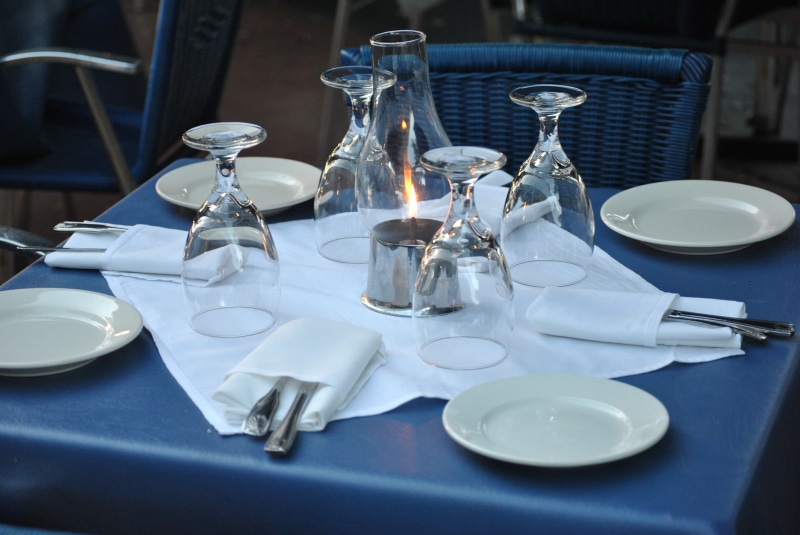 blue square, culinary, hotel, place setting, glass, serving, dining table, household equipment, knife, ceramic plate, square, gourmet, buffet, indoors