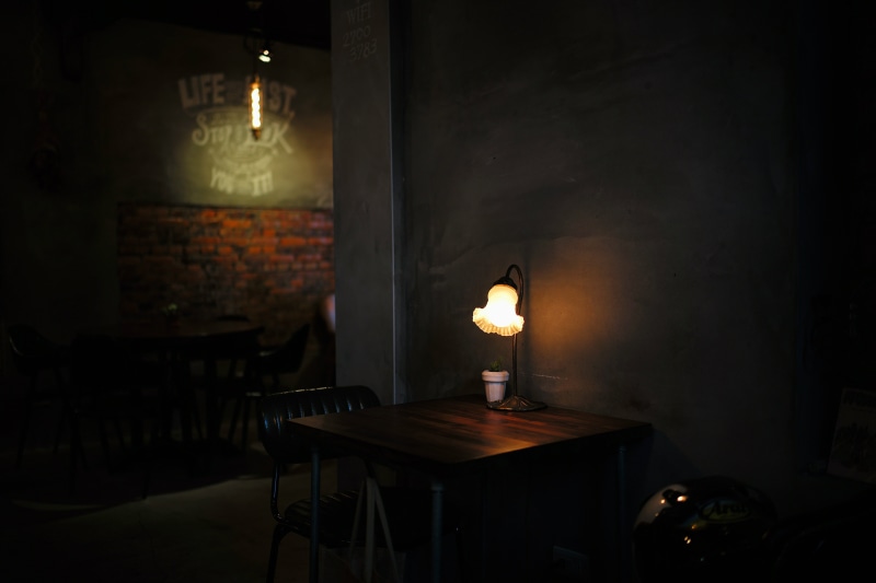 light - Natural Phenomenon, no People, lamp, night, mystery, seat, brick, furniture, candle, brown, table, indoors, absence, chair, 5K, light, architecture