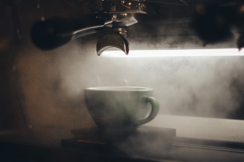 room, coffee - drink, coffee, mug, food and drink, crockery, absence, coffee machine, table, hot drink, refreshment, coffee maker, tea cup, dark, blur