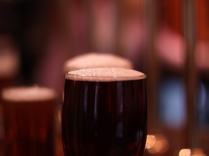 handle, cheers, next, distortion, am, glass, carried away, beer, bit, at last, glasses, ale, beer - Alcohol, brown, foam, pub, evening, gb, uk, reflection