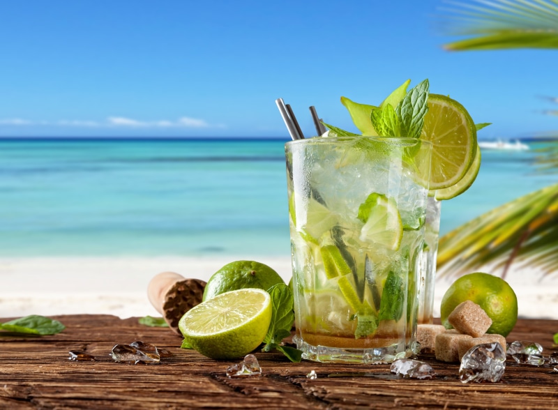 drink, fresh, cocktail, Mojito, summer, vacation, mint, 5K, sea, tropical, beach, lime, paradise