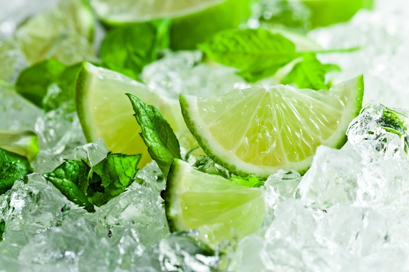 cold temperature, plant part, drink, yellow, herb, freshness, refreshment, summer, mint Leaf - Culinary, organic, sliced, healthy Eating, ingredient, ice