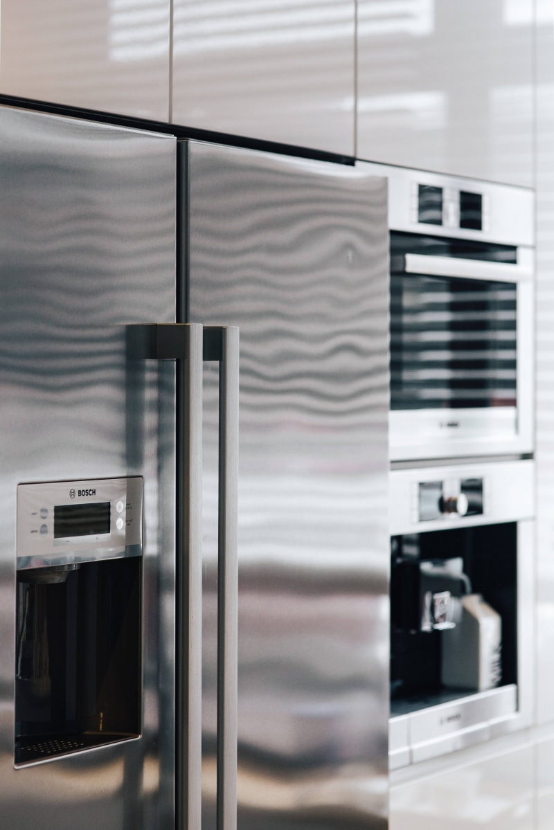 technology, domestic Kitchen, home Interior, day, close-up, full frame, domestic Life, kitchen, microwave, modern, wall - building feature, white, fridge