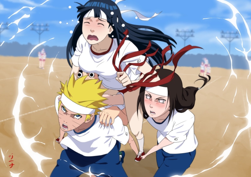 hinata, sport, digital, front view, happiness, computer Graphic, arms raised, lifestyles, Hyuuga Neji, sky, casual clothing, young men, human arm