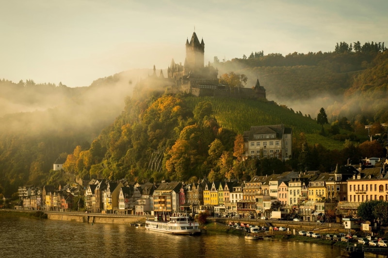 Germany, town, castle, Cochem, 1080P, city, old building
