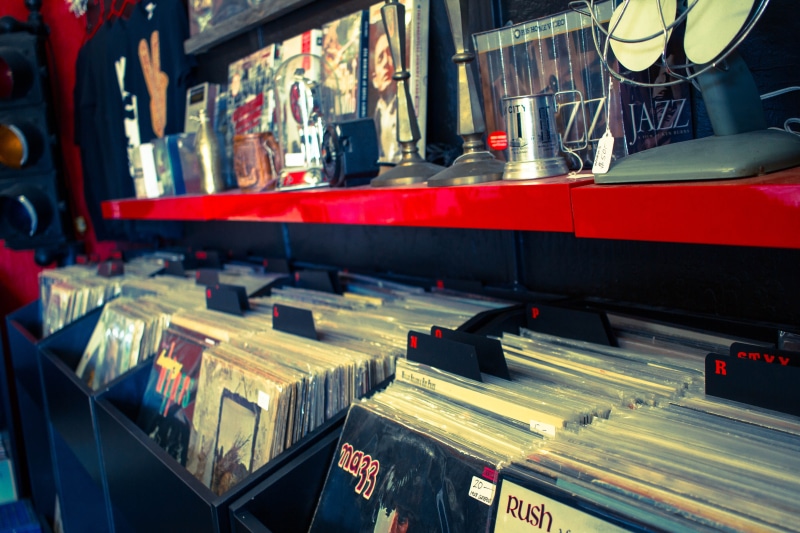 nightlife, store, no people, choice, retro, retail, focus on foreground, for sale, collection, album, united states, one bad apple records, ep, music store