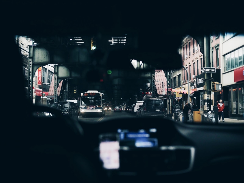 car, mode of transportation, 4K, travel, inside, motor vehicle, road, motion, shop, building, traffic, person, land vehicle, car interior, transportation