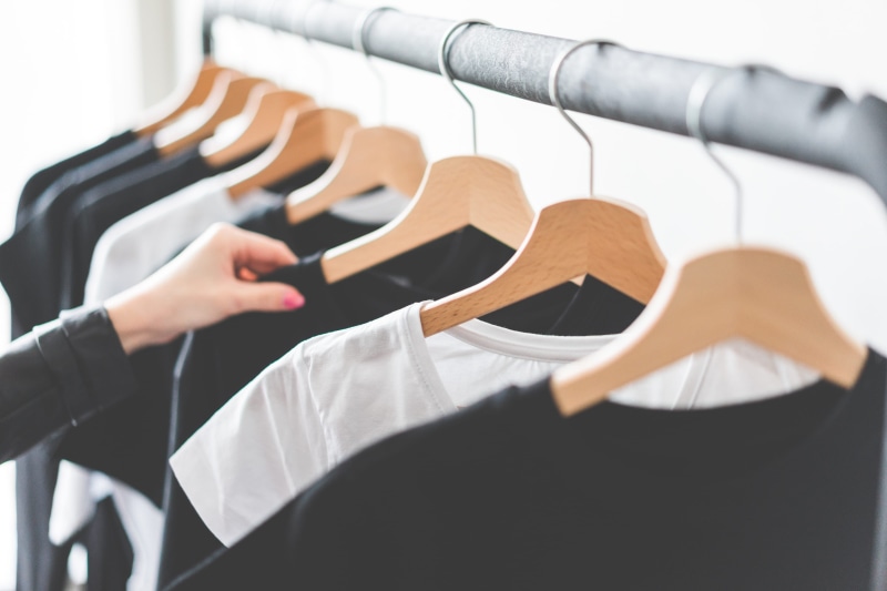 women, one person, closet, human body part, business, adult, consumerism, choosing, tees, hand, in a row, white wall, indoors, dress, Apparel, T-Shirts