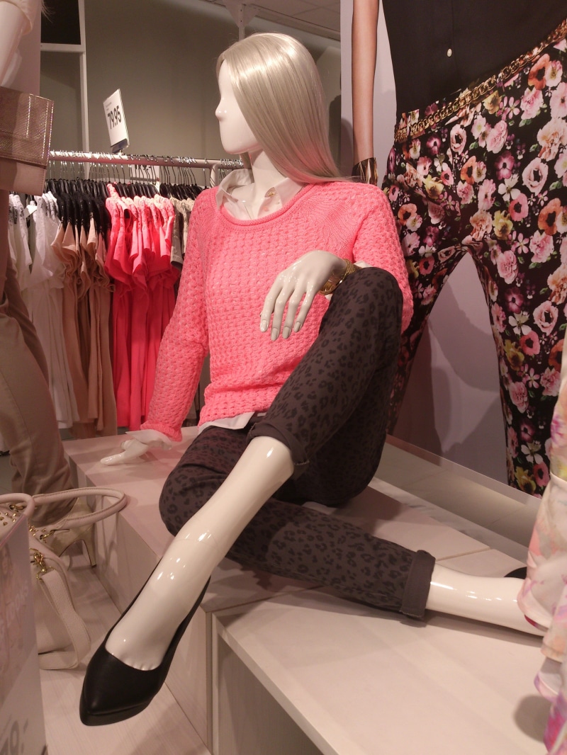 pink, only women, shoe, women, people, sweater, real people, one Person, clothing Store, garment, doll, wearing, mannequin, store, casual clothing, shopping Mall