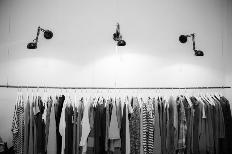 assorted, colorful, large group of objects, grayscale, hangers, variation, photography, clothing rack, colors, business, fashion, clothes hanger, side by side
